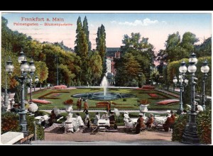 Frankfurt a. Main Palmengarten, Blumenpaterre, 1922 gebr. Farb-AK
