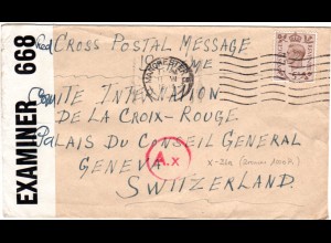 K1 A.x. (Riemer-31a), dt. Paris Zensur auf GB Brief m. 5d i.d. Schweiz