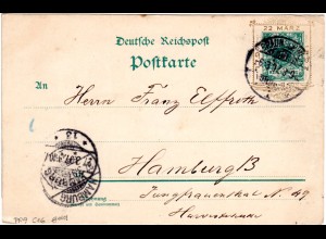 DR 1897, gebr. 5 Pf. Privat Ganzsache m. Gold Zudruck um Wertstempel. 