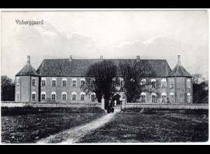 Dänemark, Visborggaard, 1907 m. Bahnpost RANDERS-HADSUND gebr. sw-AK