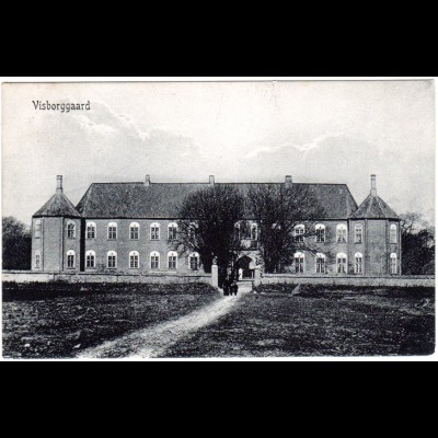 Dänemark, Visborggaard, 1907 m. Bahnpost RANDERS-HADSUND gebr. sw-AK