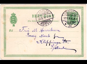 Dänemark 1906, Bahnpost Stpl. HAARLEV-RÖDVIG auf Ganzsache v. Kopenhagen.