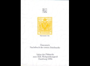 Österreich Nr.1, 1 Kr. gelb, Nachdruck auf ungummiertem Wasserzeichenpapier