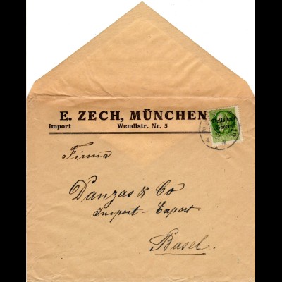 Bayern 1919, EF 5 Pf. Volksstaat auf Auslands Drucksache v. München i.d. Schweiz