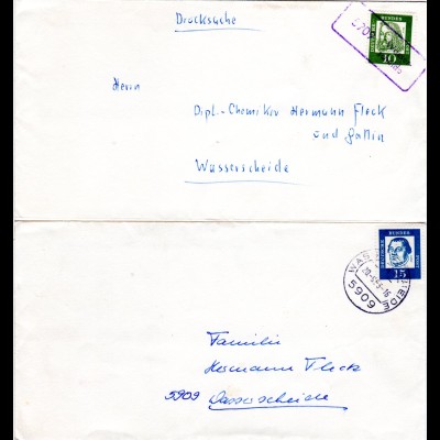 BRD, Landpost Stpl. 5909 WASSERSCHEIDE als Entwerter auf Brief m. 10 Pf. Dürer