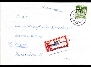 BRD 1971, m. Landpost Stpl. eingestempelter R-Zettel auf Brief v. SPRINGEN