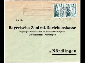 DR 1938, Landpost Stpl. Nähermemmingen über Nördlingen auf Brief m. MeF 2x6 Pf.