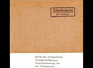 Landpoststellen Stpl. SCHWÖRSHEIM über Nördlingen, Originalprobe aus Archiv