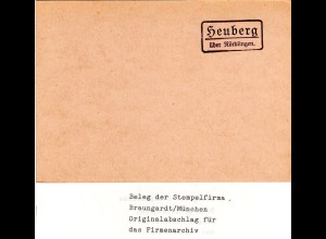Landpoststellen Stpl. HEUBERG über Nördlingen, Originalprobe aus Archiv