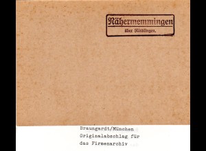 Landpoststellen Stpl. NÄHERMEMMINGEN über Nördlingen, Originalprobe aus Archiv