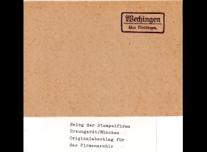 Landpoststellen Stpl. WECHINGEN über Nördlingen, Originalprobe aus Archiv