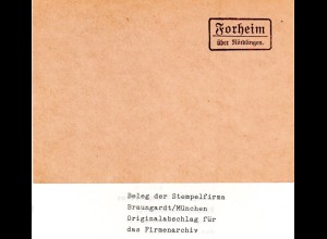 Landpoststellen Stpl. FORHEIM über Nördlingen, Originalprobe aus Archiv