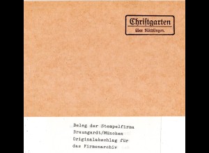 Landpoststellen Stpl. CHRISTGARTEN über Nördlingen, Originalprobe aus Archiv