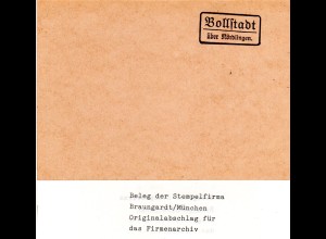Landpoststellen Stpl. BOLLSTADT über Nördlingen, Originalprobe aus Archiv
