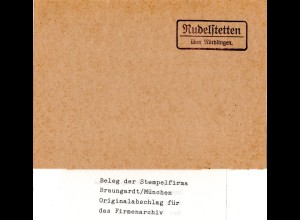 Landpoststellen Stpl. RUDELSTETTEN über Nördlingen, Originalprobe aus Archiv