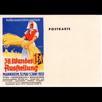 Mannheim, 38. Landwirtschafts Wander Ausstellung, ungebr. Farb-Postkarte