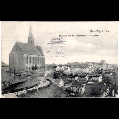 Neuötting m. Eisenbahn u. Gebäuden, 1913 gebr. sw-AK