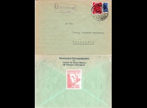 BRD 1953, Landpost Stpl. UNTEROBLAND über Schongau auf Brief m. rs. Vignette
