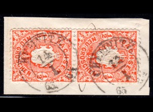 Sachsen, senkrechtes Paar 1/2 NGr. auf schönem Briefstück m. K2 CHEMNITZ
