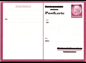 DR P244A, ungebr. 6/15 Pf. Karte (Réponse) auf Kreidepapier. (Kat. 180 €)