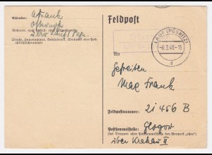 DR 1940, Landpost Stpl. Osternohe über Lauf auf Feldpost Karte. #2086