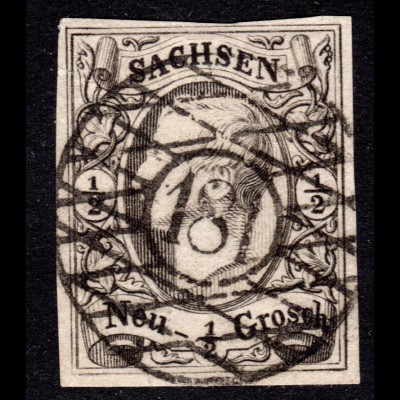 Sachsen, 1/2 NGr. m. Nr.-Stpl. 181 ROTHENKIRCHEN