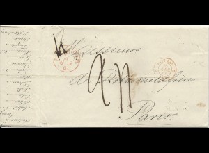 NL 1861, Porto Brief m. gerduckten Wechselkursen v. Amsterdam n. Frankreich #234