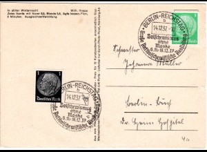 DR 1937, Sonder Stpl. Bolschewismus Ausstellung Berlin b auf Karte m. 1+5 Pf.