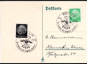 DR 1939, Heimkehr der Legion Condor, Berlin Sonder Stpl. auf Karte m. 1+5 Pf.