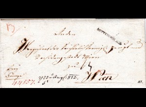 Bayern 1822, L1 OETTINGEN R.3. auf Brief "frei Grenze" n. Österreich