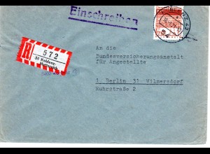 BRD 1971, 1,10 M. auf Brief m. überstempeltem 54 KOBLENZ METTERNICH Reko-Zettel