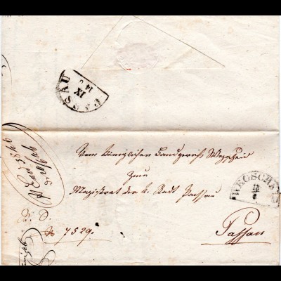 Bayern 1846, HKS WEGSCHEID auf Brief n. Passau