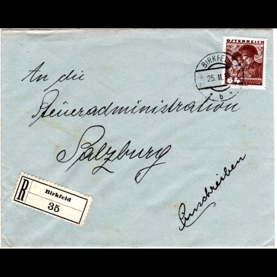 Österreich 1936, EF 64 Gr. auf Einschreiben Brief v. BIRKFELD, Steiermark