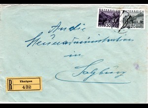 Österreich 1930, 20+30 Gr. auf Einschreiben Brief v. THALGAU