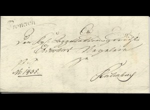 Bayern 1827, Schreibschrift L1 Cronach 2mal auf Brief n. Kulmbach. #1190