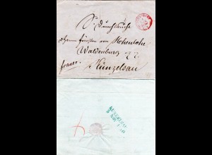 Württemberg 1850, roter K2 STUTTGART auf Franco Brief n. Künzelsau