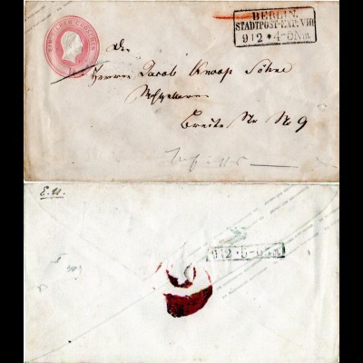 Preussen, 1 Sgr. Ganzsache als Orts Brief m. R3 BERLIN Stadtpost-Exp. VIII