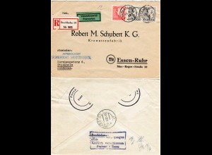 Schweden 1952, 3 Marken auf Reko Brief m. amtlichem Briefverschluss v. ESSEN