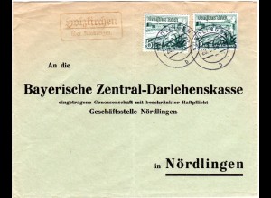 DR 1938, Landpost Stpl. HOLZKIRCHEN über Nördlingen auf Brief m. 2x6 Pf. WHW