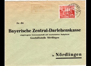 DR 1940, Landpost Stpl. HOLZKIRCHEN über Nördlingen auf Brief m. 12 Pf. WHW