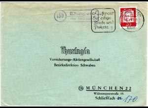 BRD 1962, Landpost Stpl. 13b EHINGEN über Nördlingen auf Brief m. 20 Pf. Bach