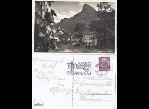 Bayern 1934, Oberammergau, sw-Ak m. Restaurant u. Passionsspiele SoStpl. #2205