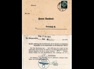 DR 1939, 6 Pf. auf Gemeinde Karte v. THANNHAM m. Bürgermeister Unterschrift