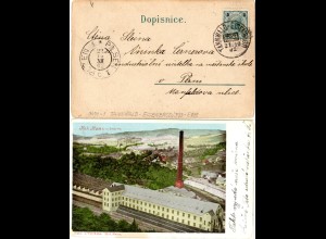 Österreich 1902, Bahnpost-K1 TANNWALD-EISENBROD klar auf AK m. 5 H. v. SVAROV