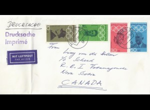 BRD 1968, 4 Werte Olympiade auf portorichtiger Luftpost Drucksache n Kanada. #71