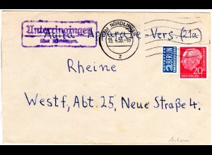 BRD 1955, Landpost Stpl. UNTERRINGINGEN über Nördlingen auf Brief v. Leiheim