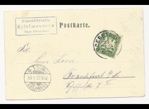 Bayern 1902, Posthilstelle Spielmannsau Taxe Oberstdorf auf AK m. 5 Pf. #298