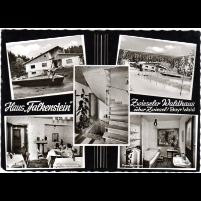 BRD 1962, Landpost Stpl. 8859 Zwieslerwaldhaus auf AK Haus Falkenstein