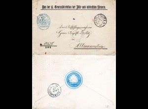 Bayern 1905, K2 Ingolstadt auf portofreiem Brief m. rücks. Verschluss-Etikett