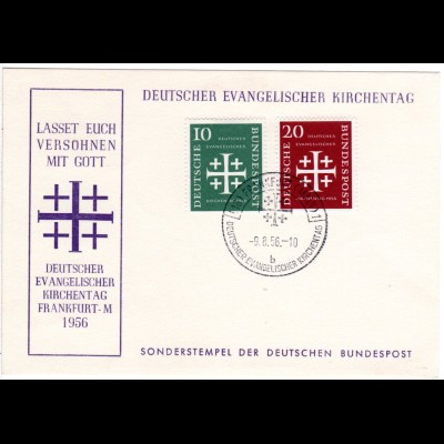 BRD 1956, Ereigniskarte Evangelischer Kirchentag m. Sondermarken u. Sonderstpl.
